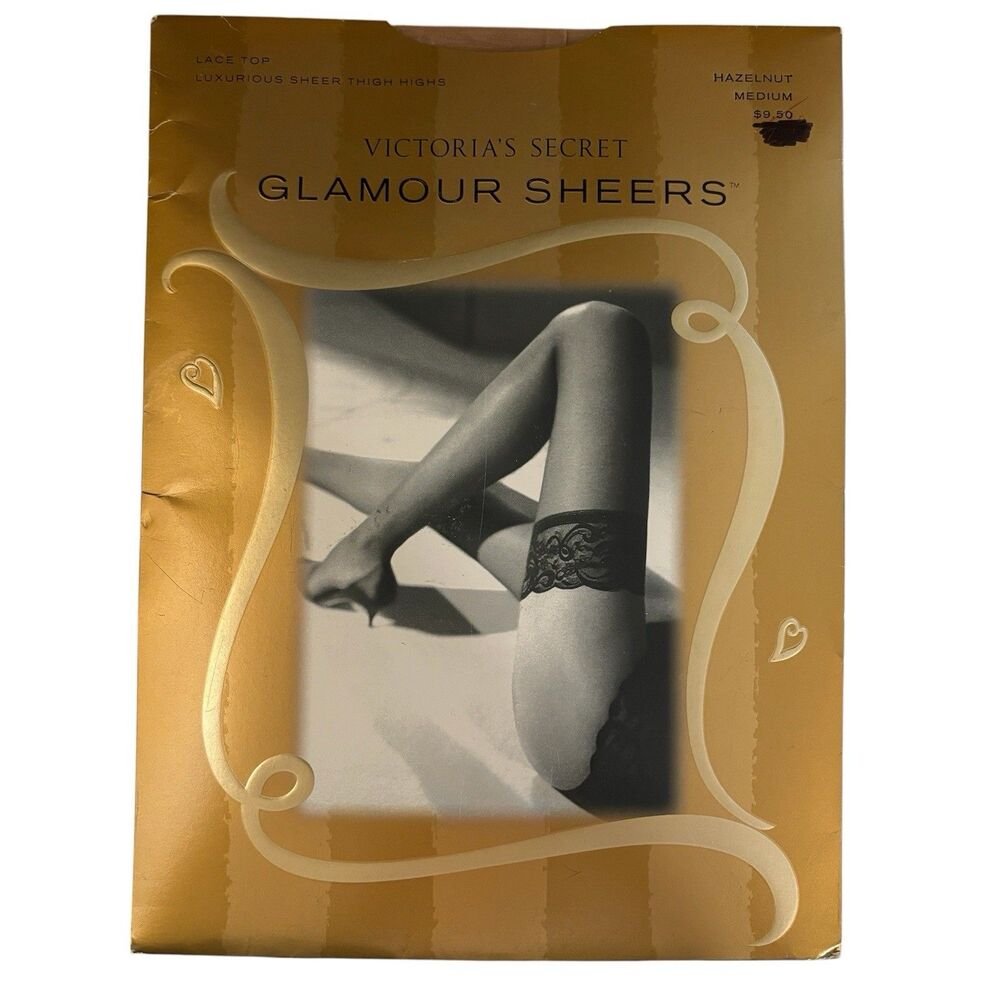 Victoria's Secret Glamour Sheers Lace Top Thigh High Stockings Hazelnut Medium